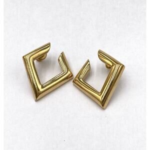 Monet Earrings Geometric Gold Tone Vintage Art Deco